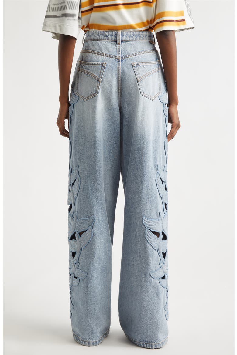 Alchemy Appliqué Relaxed Flare Leg Jeans, Alternate, color, SEA FOAM