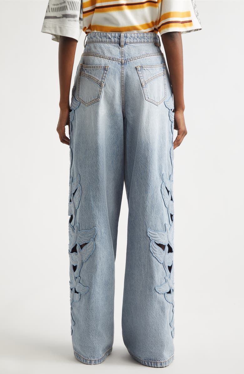 Zimmermann Alchemy Appliqué Relaxed Flare Leg Jeans, Alternate, color, Sea Foam