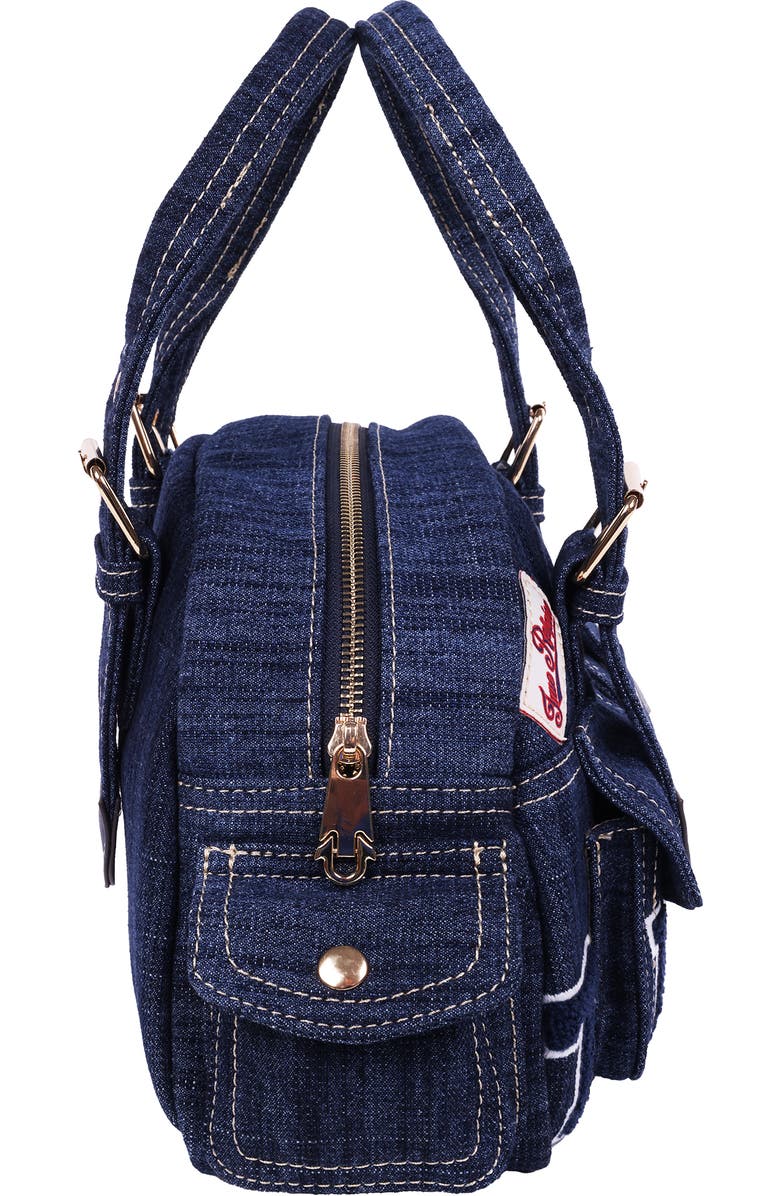 True Religion Multi-Patch Satchel, Alternate, color, Dark Denim