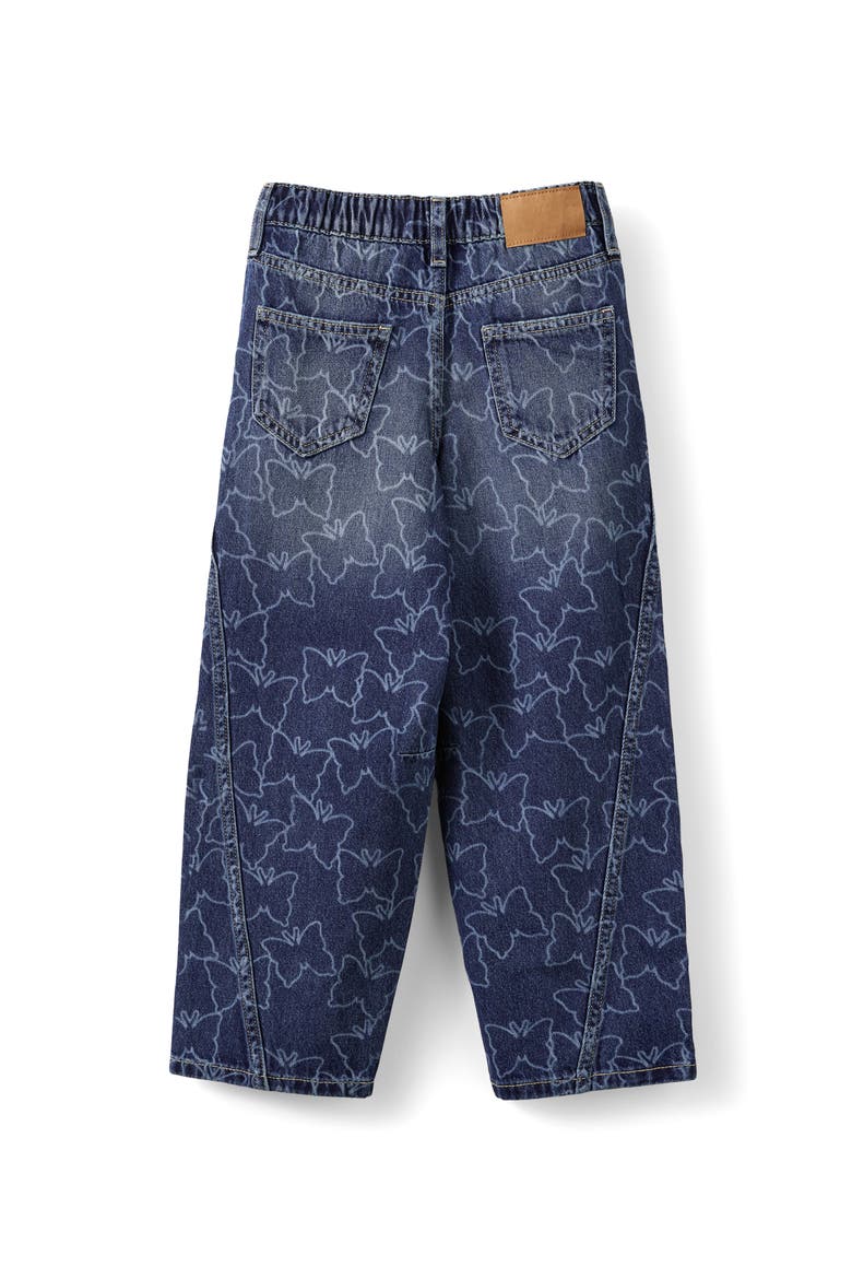 Kid's Unisex Super Barrel Leg Denim Jean, Alternate, color, Portsea Dark Blue Butterfly