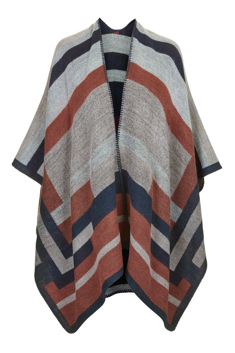 Colorblock Geometric Cape, Main, color, NAVY BLUE