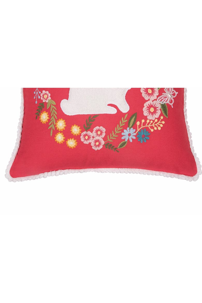 Spring Easter Bunny Silhouette & Wreath Accent Throw Pillow, 16" x 16", Alternate, color, Pink