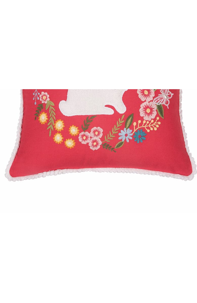 C&F Home Spring Easter Bunny Silhouette & Wreath Accent Throw Pillow, 16" x 16", Alternate, color, Pink