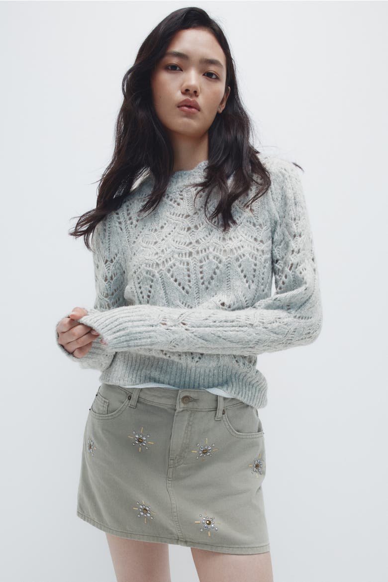 Pointelle-knit Jumper, Main, color, Light gray