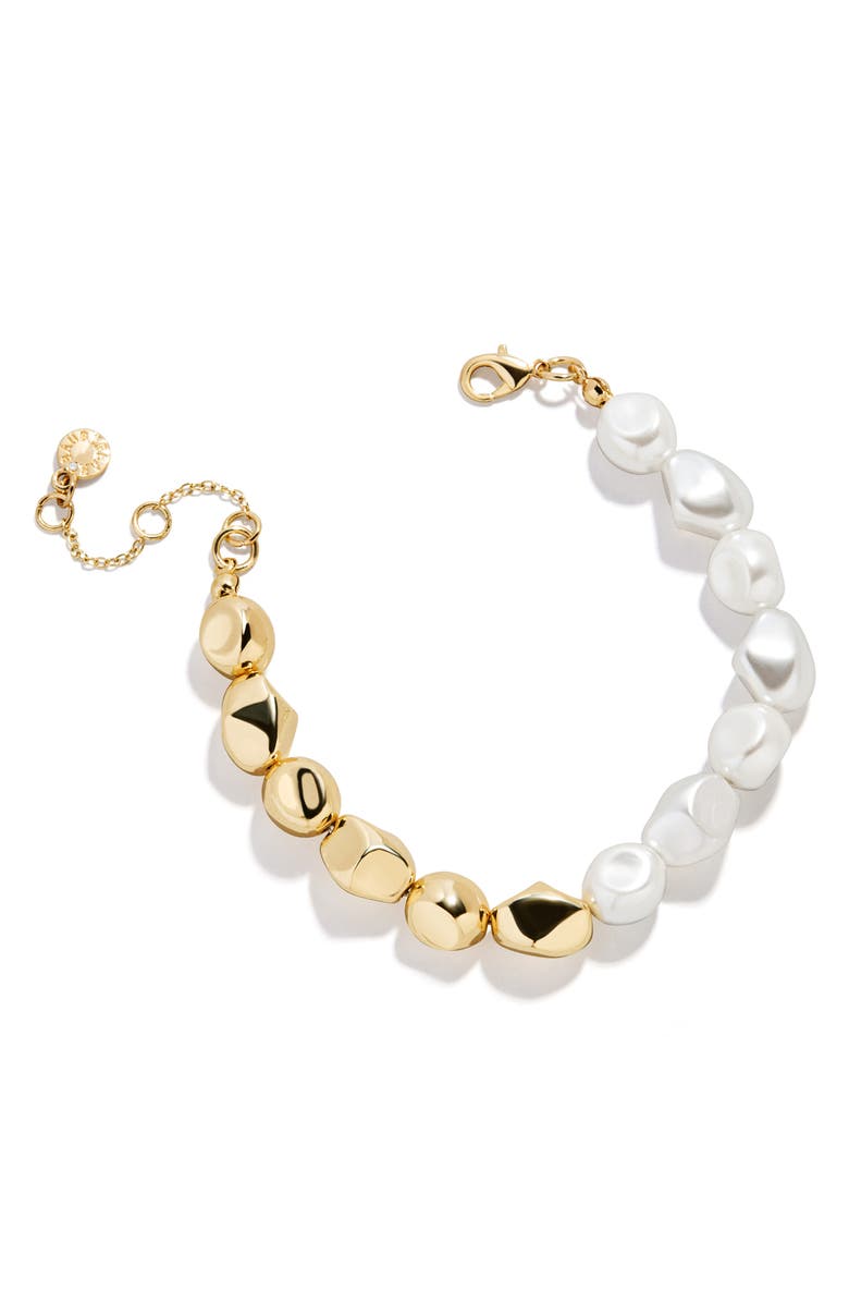 BaubleBar Johna Bead & Faux Pearl Bracelet, Main, color, Pearl