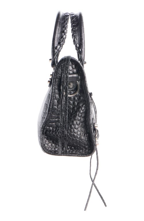 Balenciaga Small Le City Croc Embossed Leather Top Handle Bag