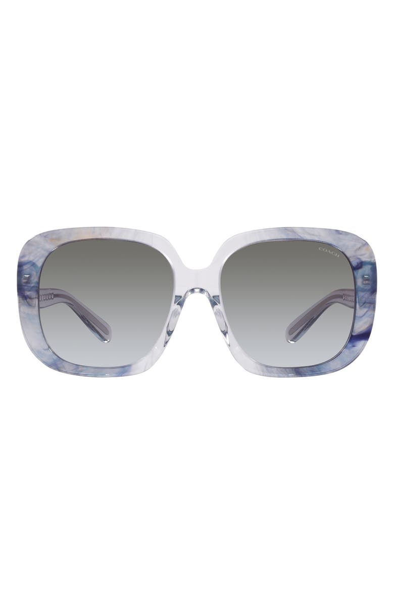 COACH 56mm Square Sunglasses, Main, color, Transparent Blue Ombre