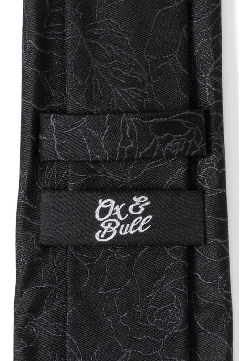 Floral Silk Tie, Alternate, color, BLACK