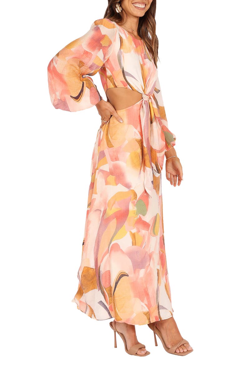 Laquin Cutout Long Sleeve Maxi Dress, Alternate, color, PINK