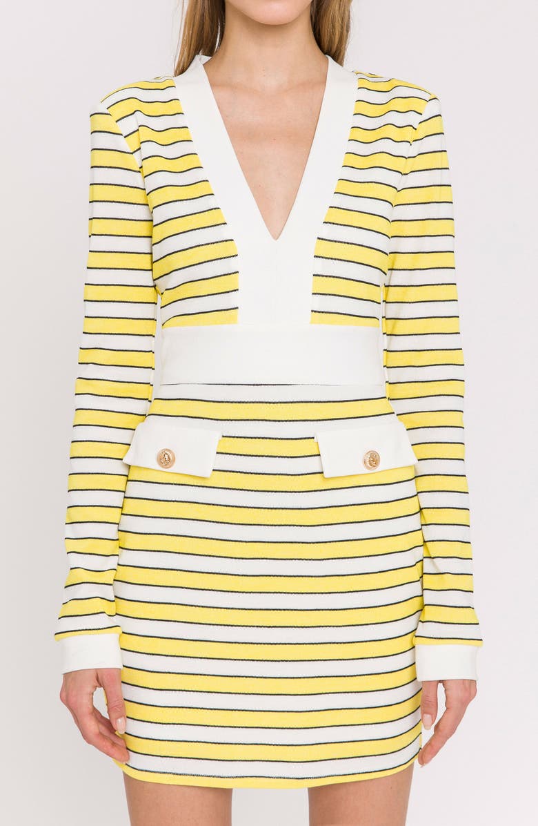 Endless Rose Stripe Long Sleeve Minidress, Alternate, color, Multi