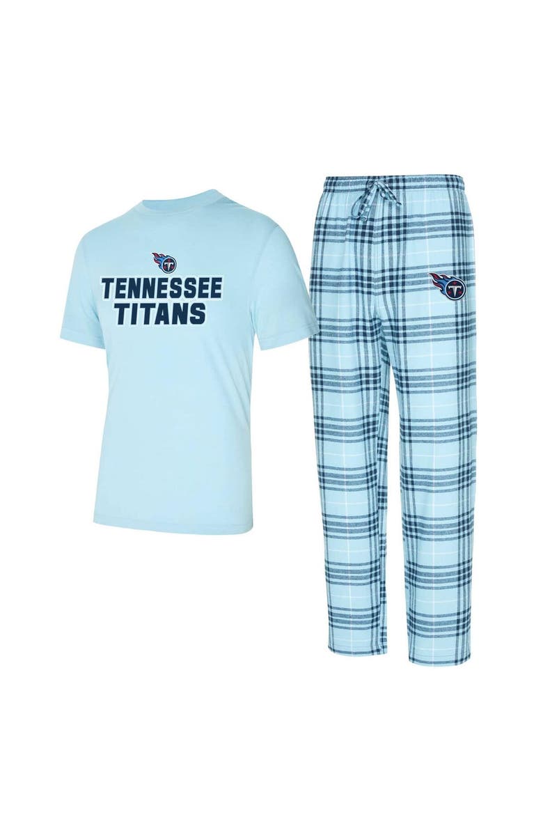 CONCEPTS SPORT Men's Concepts Sport  Light Blue/Navy Tennessee Titans Vector T-Shirt & Flannel Pants Sleep Set, Main, color, 