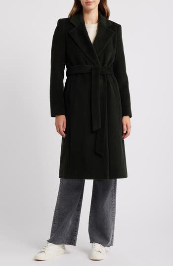 Shop Sam Edelman Tie Belt Wool Blend Wrap Coat