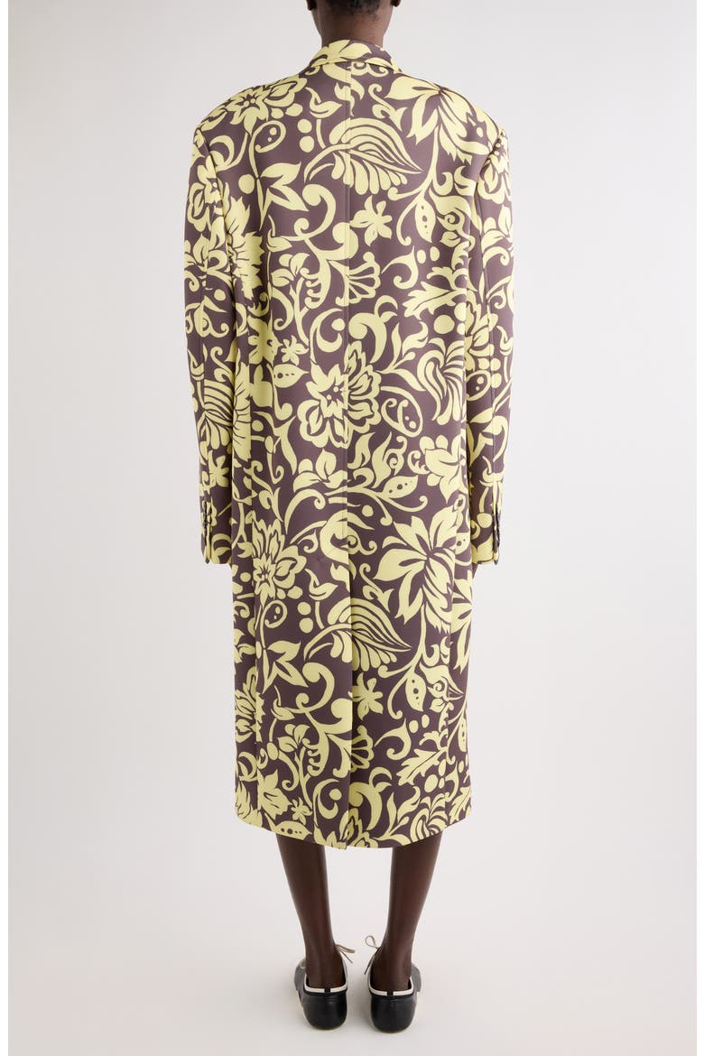 Rosea Historical Floral Double Breasted Scuba Knit Overcoat, Alternate, color, TAUPE