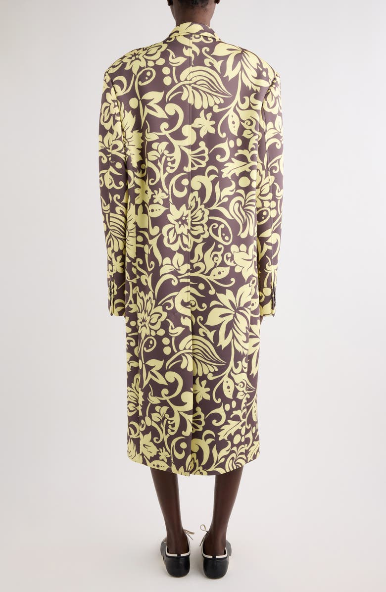 Dries Van Noten Rosea Historical Floral Double Breasted Scuba Knit Overcoat, Alternate, color, Taupe