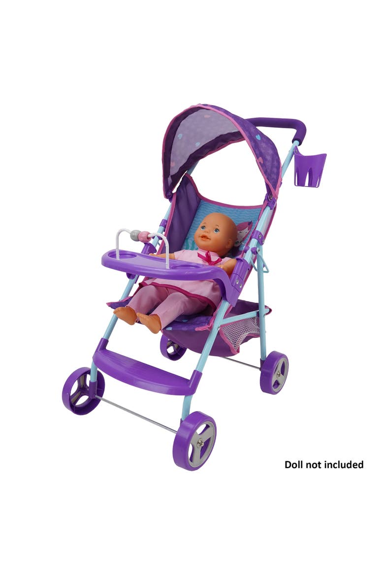 Mermaid Doll Stroller W/ Canopy & Cup Holder, Alternate, color, Multicolored