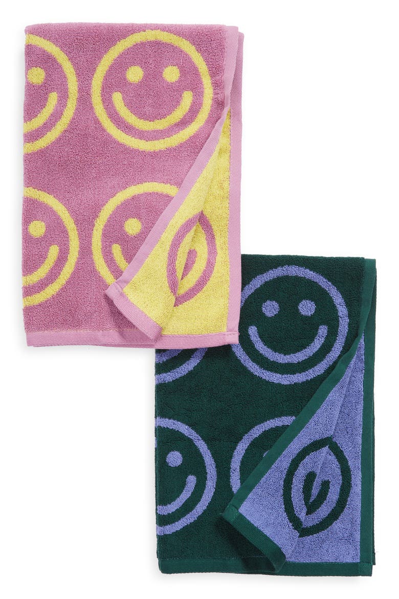 Set of 2 Organic Cotton Hand Towels, Main, color, HAPPY MIX