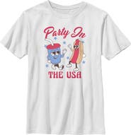 Lost Gods Boys' Hot Dog Party In the USA Graphic Short Sleeve T-Shirt