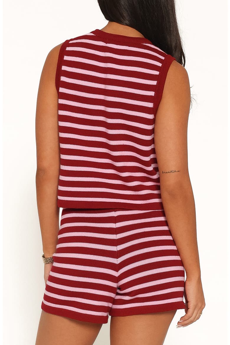 Ilona Stripe Knit Tank & Shorts Set, Alternate, color, BURGUNDY/ PINK STRIPE