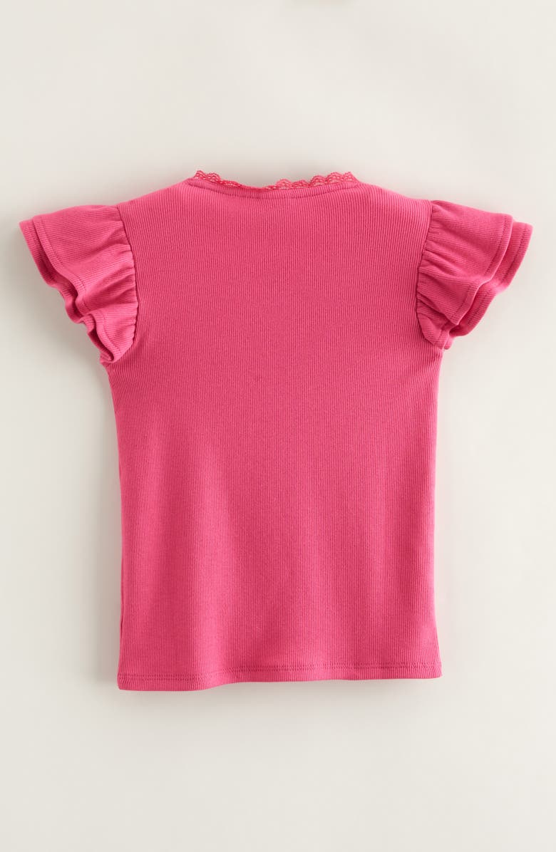 Nordstrom Kids' Rib Flutter Sleeve T-Shirt, Alternate, color, Pink Berry