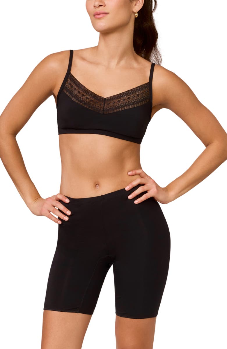 Montelle Intimates Bodybliss Lace Trim Bralette, Alternate, color, Black