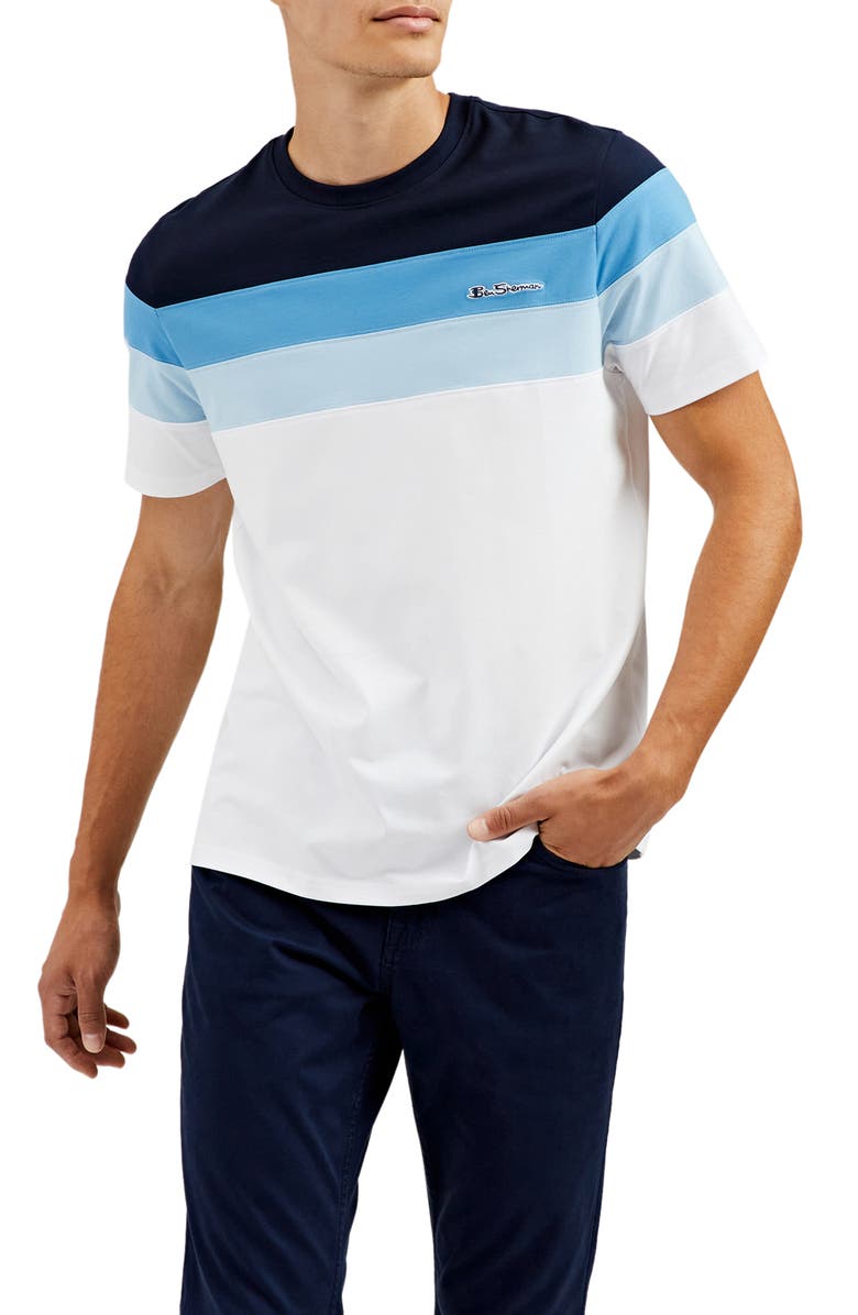 Ben Sherman Colorblock Stripe Stretch Cotton T-Shirt, Main, color,