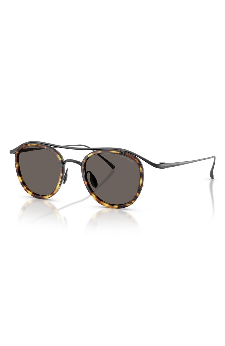 ARMANI 46mm Round Sunglasses, Alternate, color, Matte Black / Dark Grey