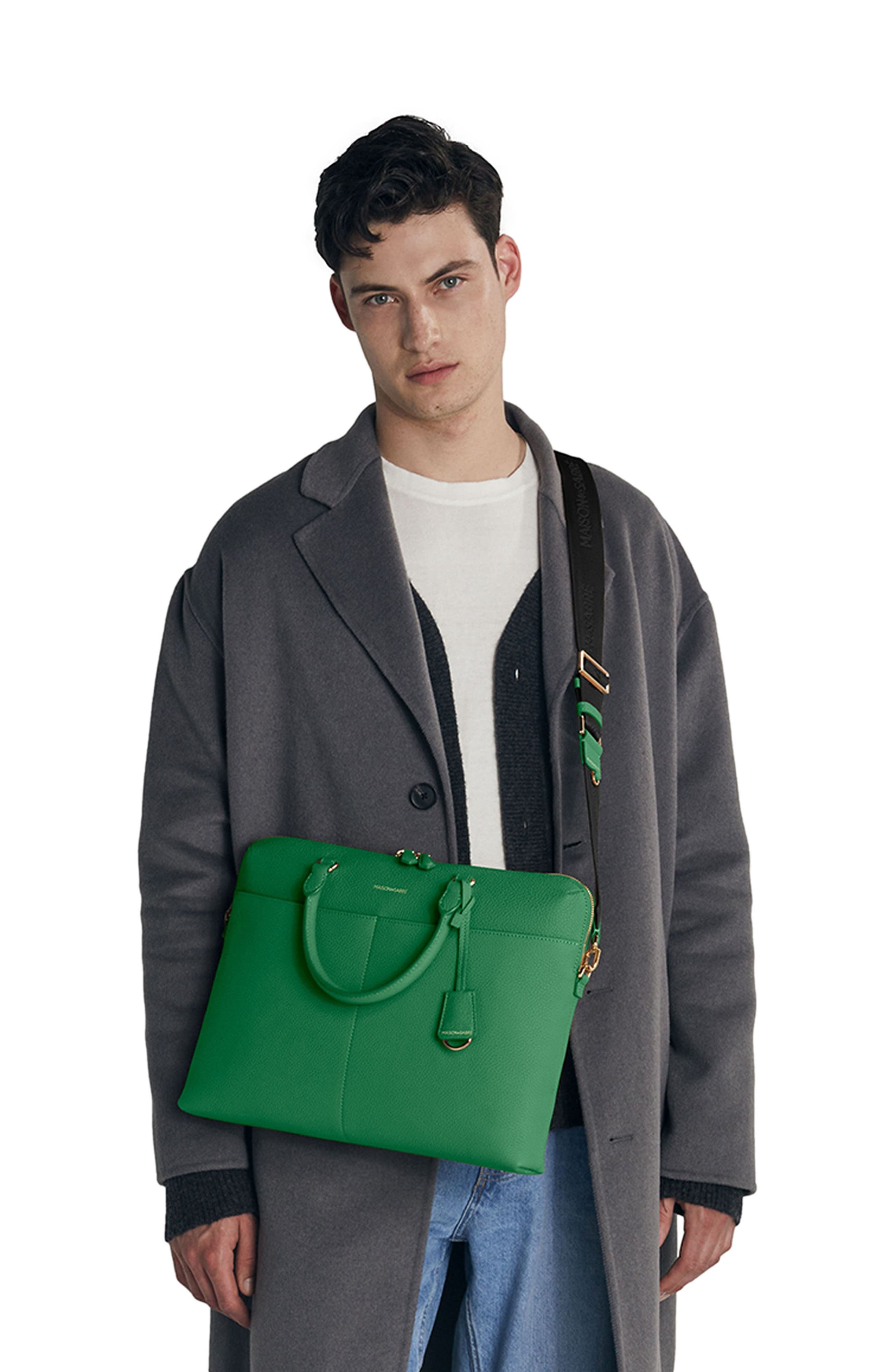 Leather Laptop Bag, Alternate, color, Emerald Green