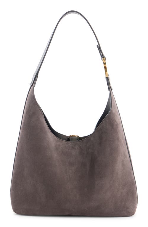 Chloé Marcie Suede Hobo Bag In Gray