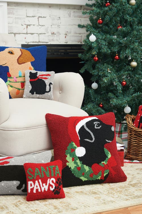 C & F Home C&f Home Lab & Christmas Lights Hooked Throw Pillow, 18" X 18" In Blue