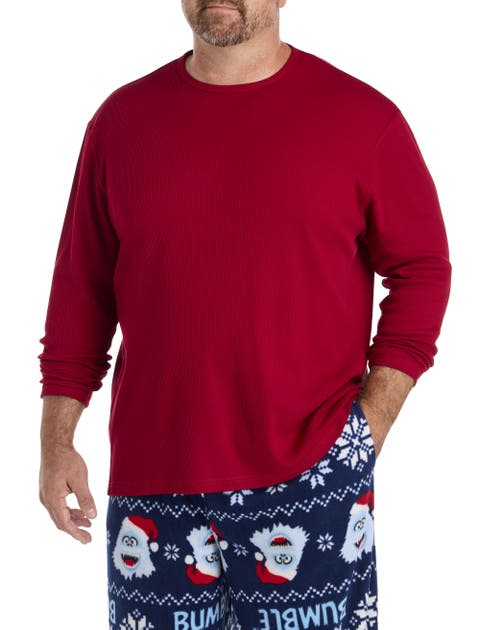 Big & Tall Long-Sleeve Waffle-Knit Crewneck Tee