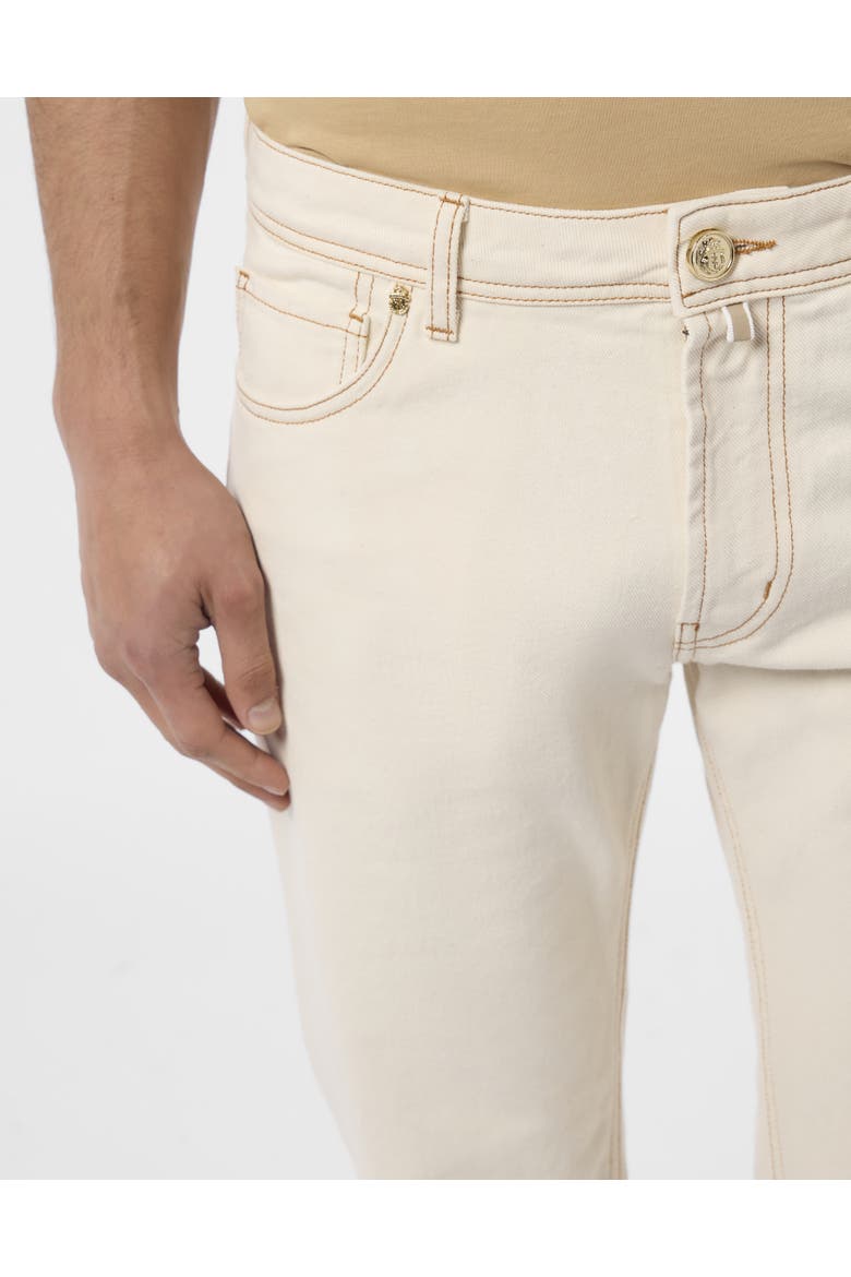 Embroidered 5 Pockets Regular Cut Jeans Men, Alternate, color, beige