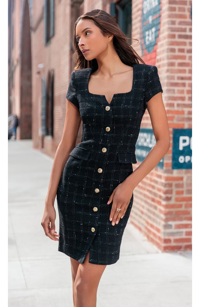 Generation Love Sierra Windowpane Tweed Dress, Alternate, color, Black/White