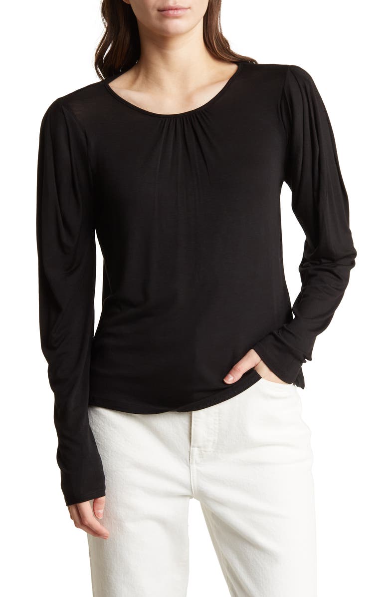 ELIE ELIE TAHARI Pleated Shoulder Long Sleeve Top, Main, color,