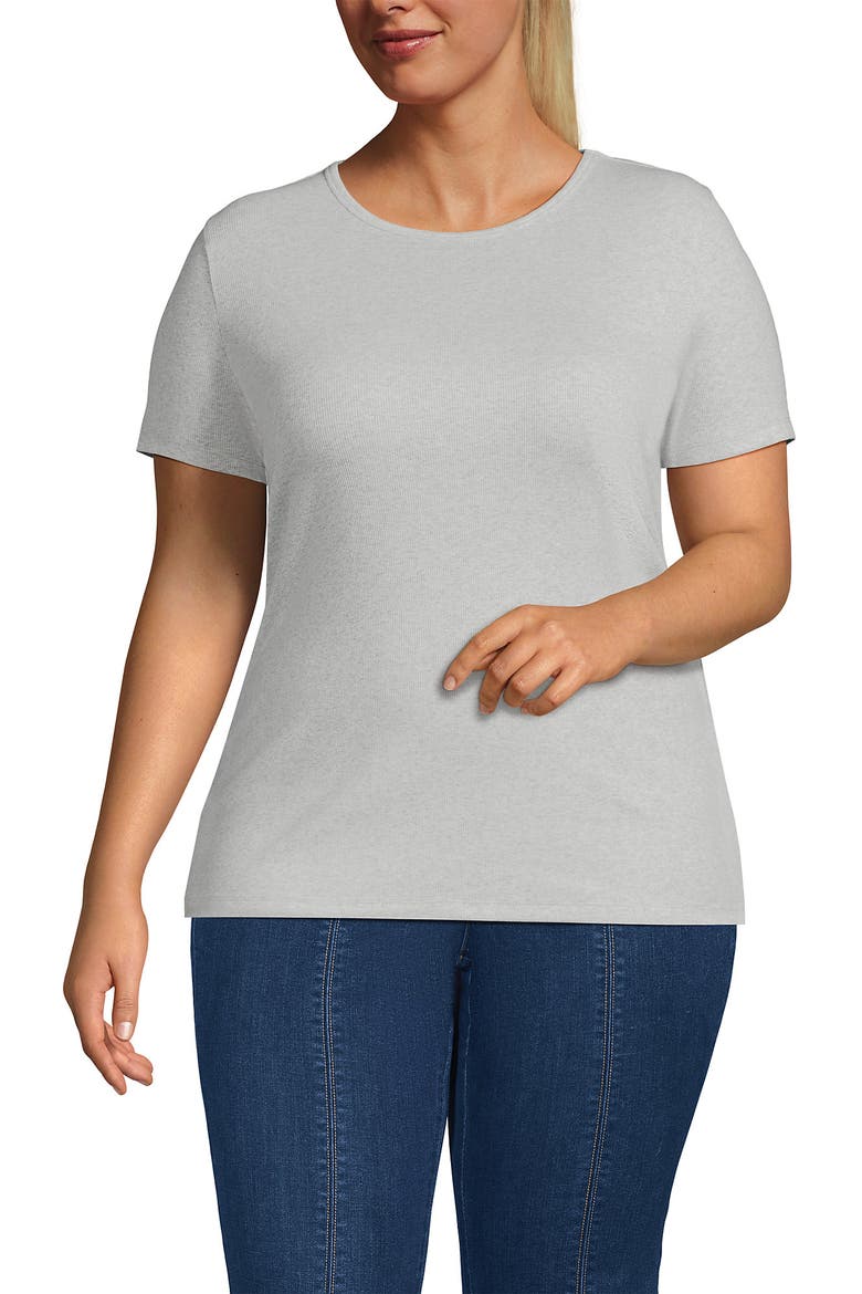 Plus Size Micro Rib T-Shirt, Main, color, Soft Light Gray Heather