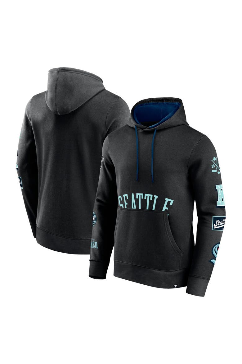 Men's Fanatics Branded Black Seattle Kraken Wild Winner Fleece Pullover Hoodie, Main, color, Black