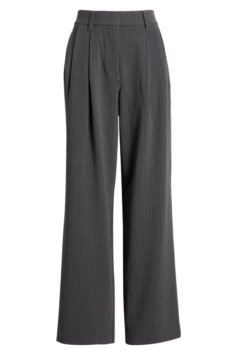 'Ab'Solution Pinstripe Ultra Skyrise Wide Leg Pants, Alternate, color, STEEL GREY WHITE