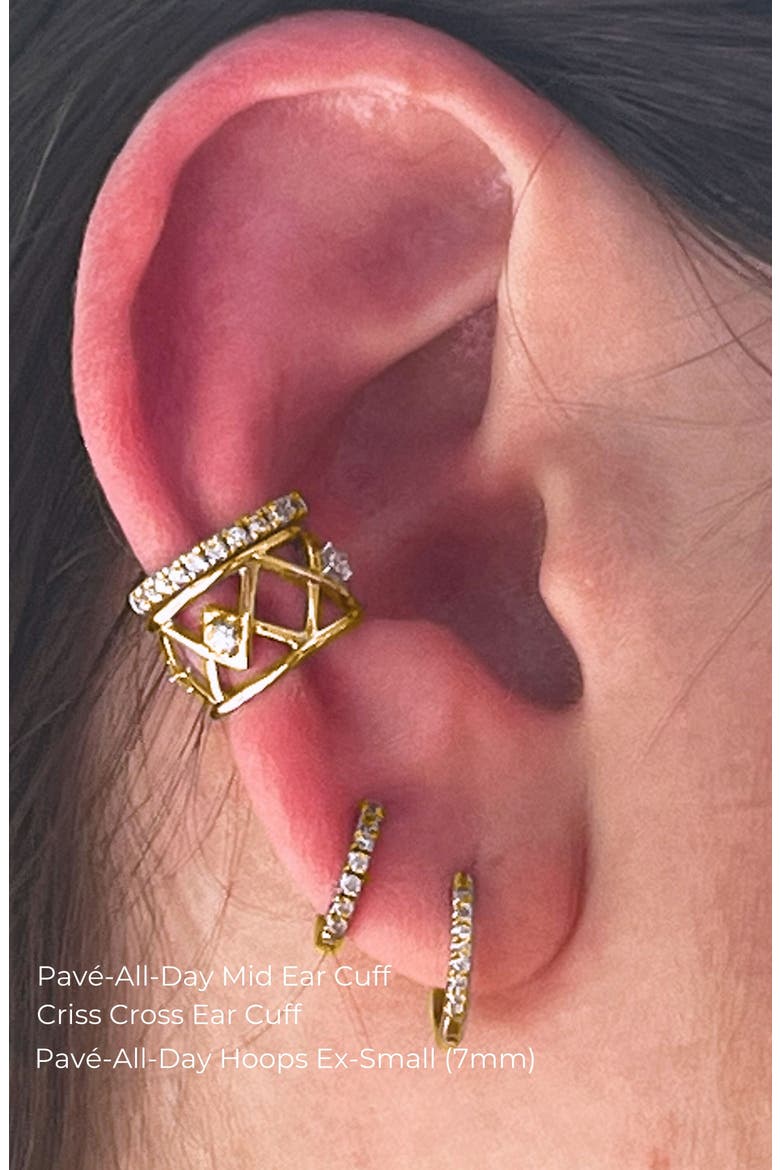 Criss Cross Ear Cuff Mid Ear, Alternate, color, Yellow Gold