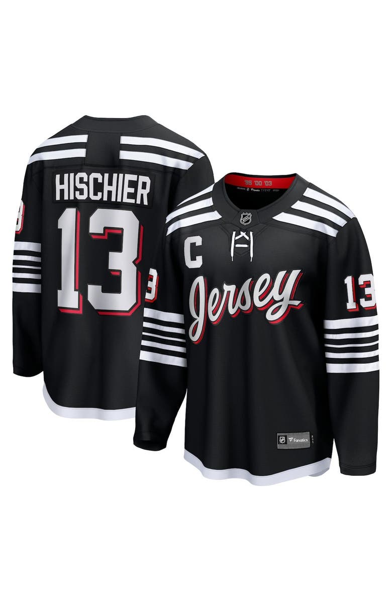 FANATICS Men's Fanatics Nico Hischier Black New Jersey Devils Alternate Premier Breakaway Player Jersey, Alternate, color, 