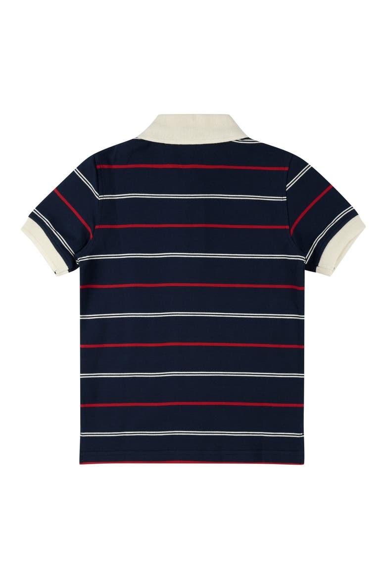 Kids' Stripe Stretch Cotton Piqué Polo, Alternate, color, NAVY