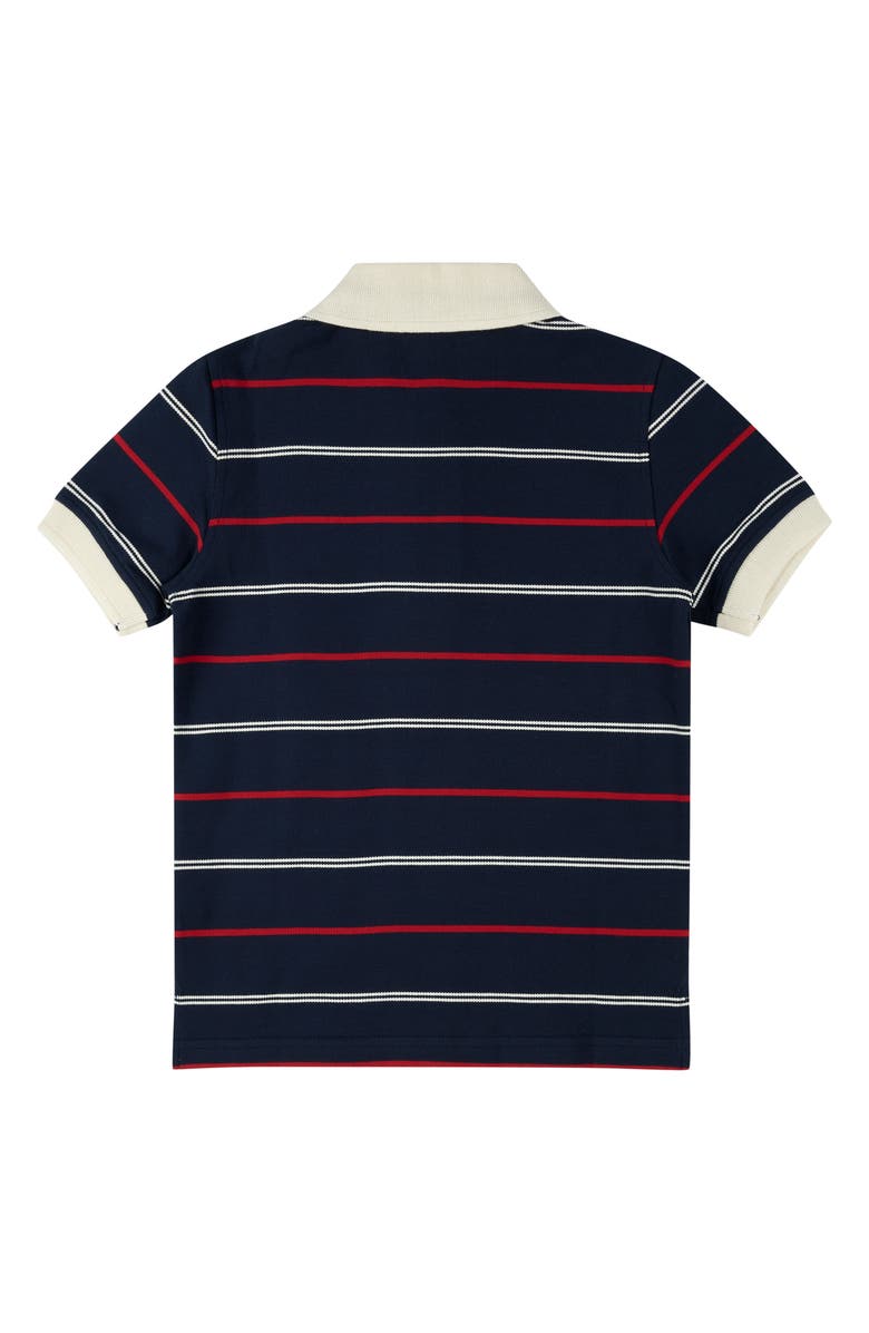 Brooks Brothers Kids' Stripe Stretch Cotton Piqué Polo, Alternate, color, Navy