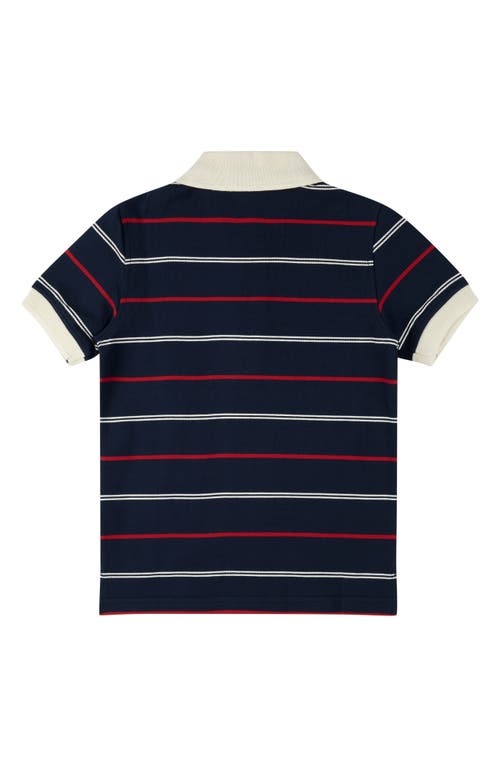 Brooks Brothers Kids' Stripe Stretch Cotton Piqué Polo In Blue