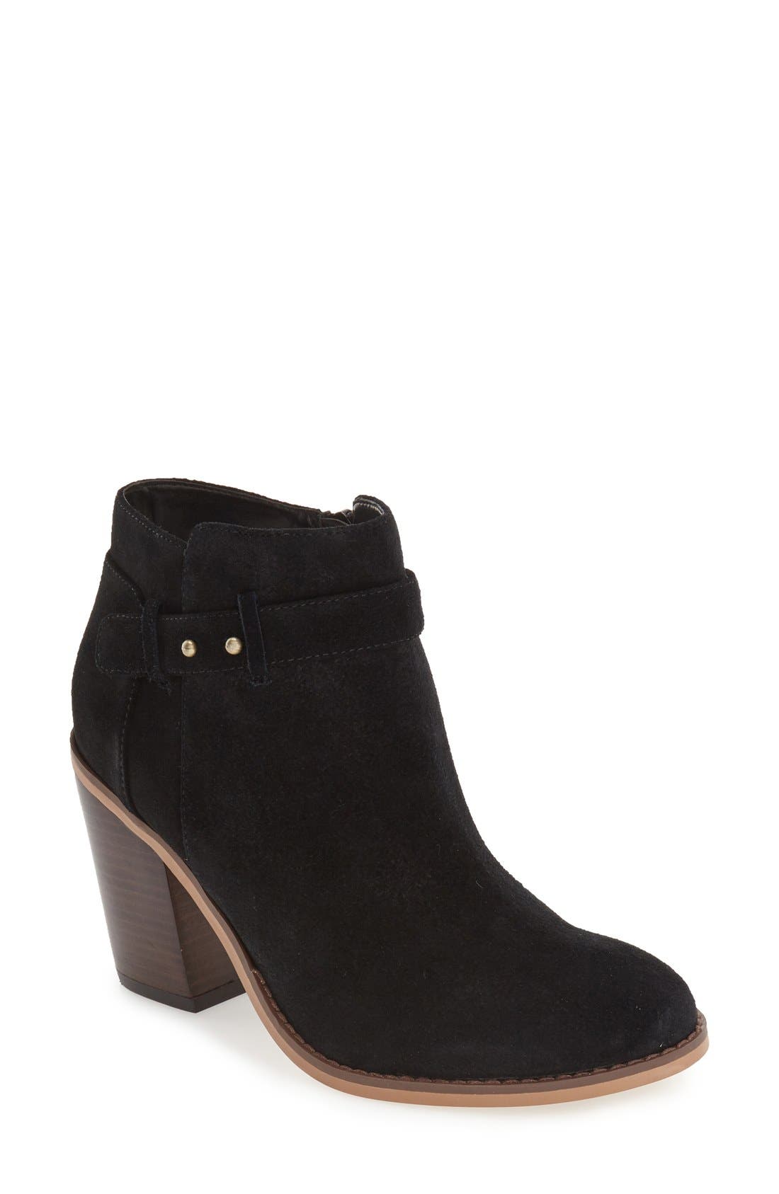 'Lyriq' Bootie (Women), Main, color, BLACK SUEDE