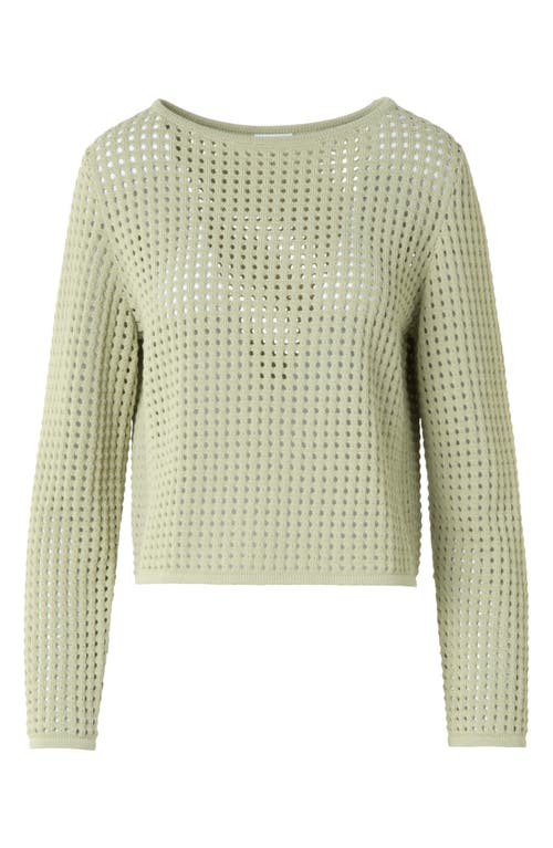 Akris Punto Boat-neck Chunky Cotton Mesh Knit Sweater In Green
