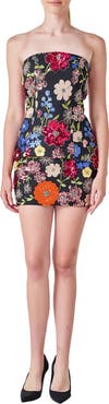 Endless Rose Floral Sequin Strapless Minidress