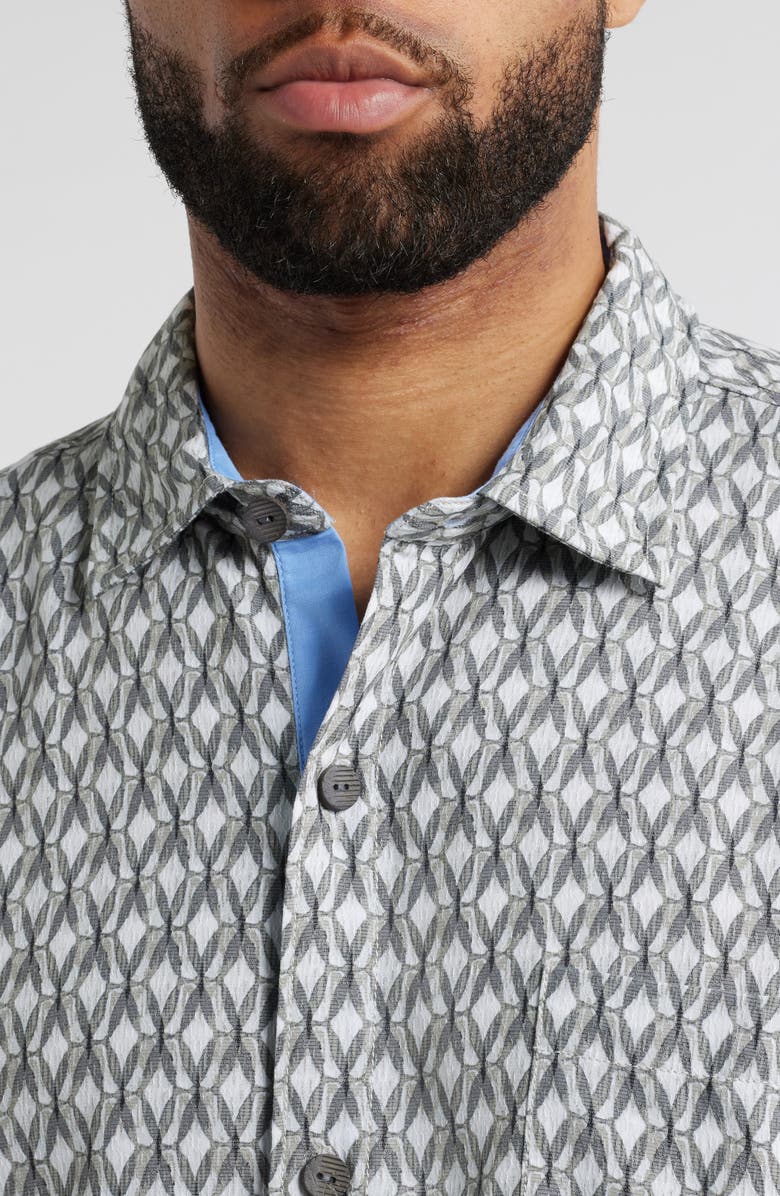 Tommy Bahama Coconut Point Dos Rios Geo Print IslandZone<sup>®</sup> Short Sleeve Button-Up Shirt, Alternate, color, 