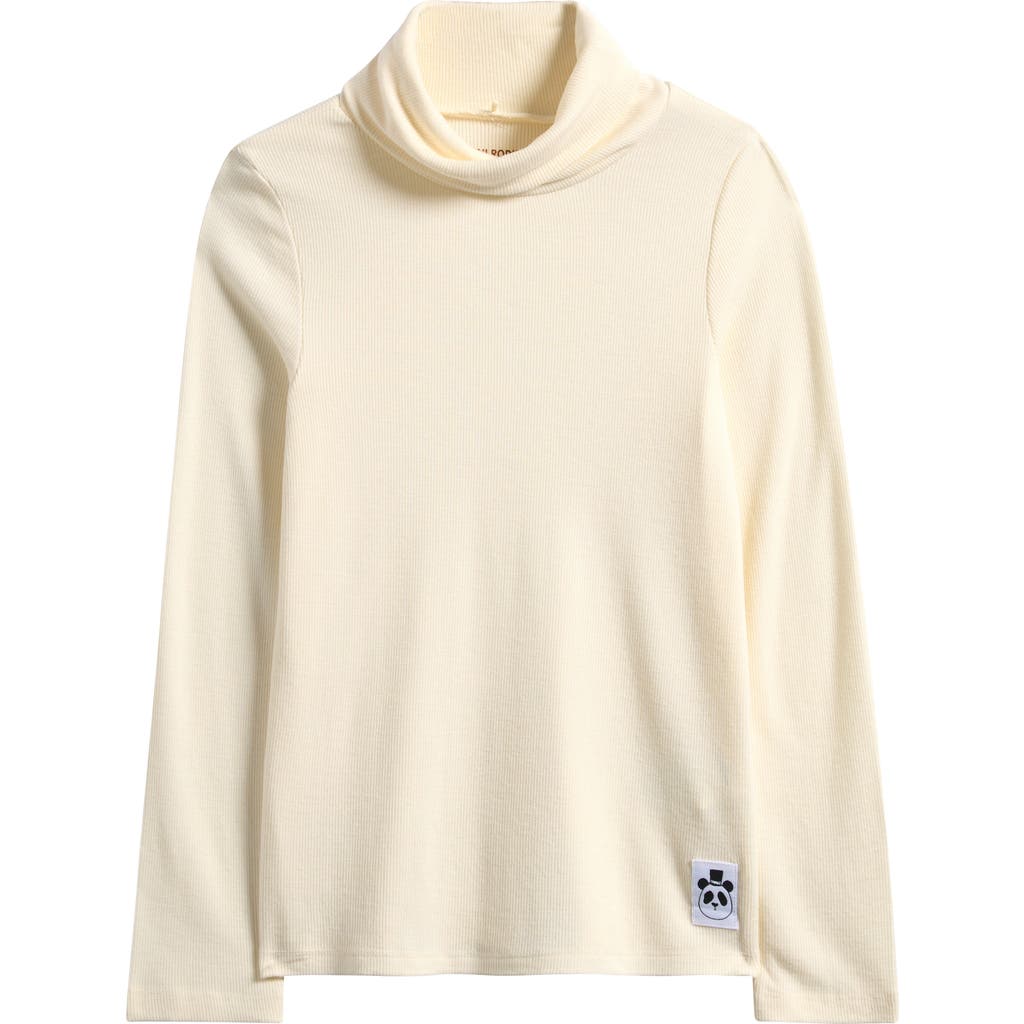 Mini Rodini Kids' Rib Stretch Modal Turtleneck In White