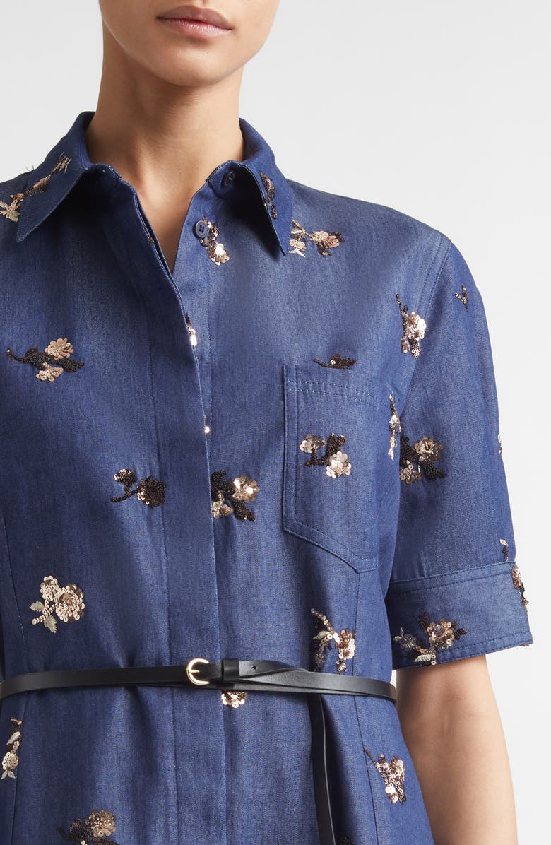 Altuzarra Kieran Embellished Belted Denim Shirtdress, Alternate, color, 000479 Midnight