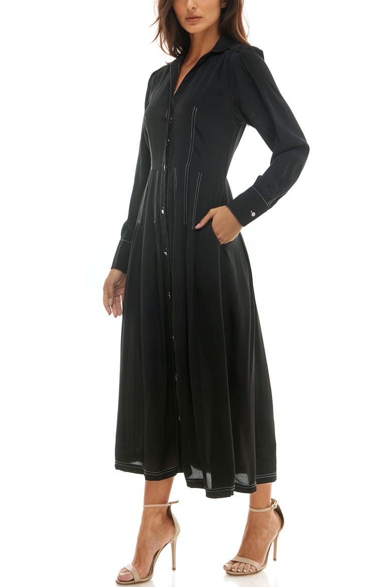 Long Sleeve Shirtdress, Alternate, color, BLACK