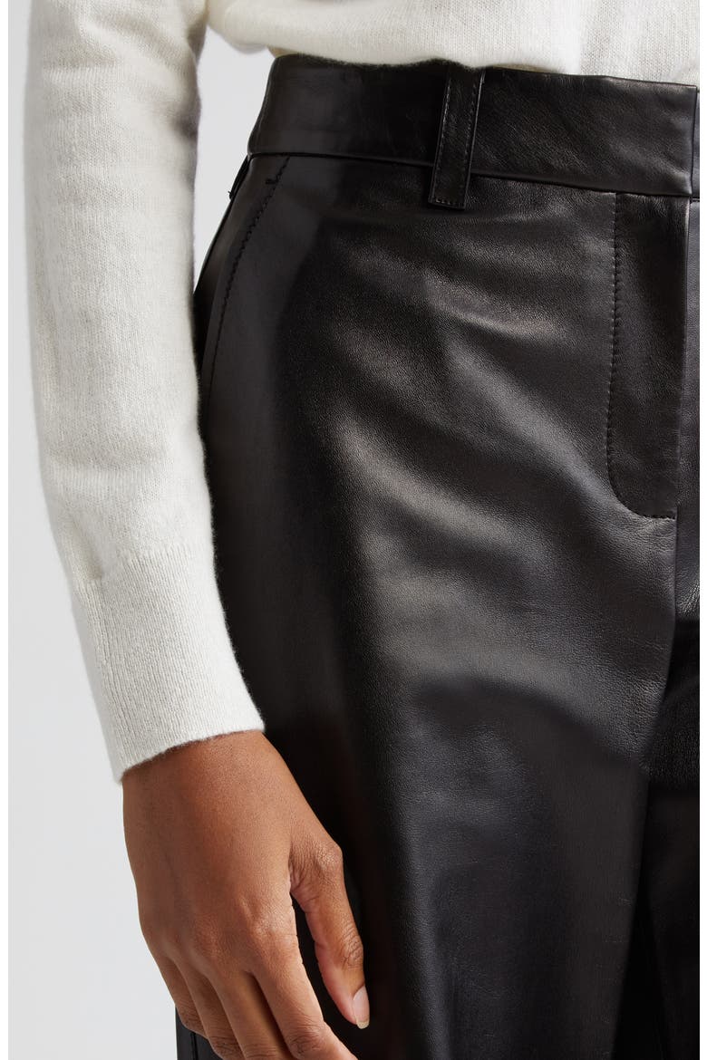 Sullivan Wide Leg Lambskin Leather Pants, Alternate, color, BLACK