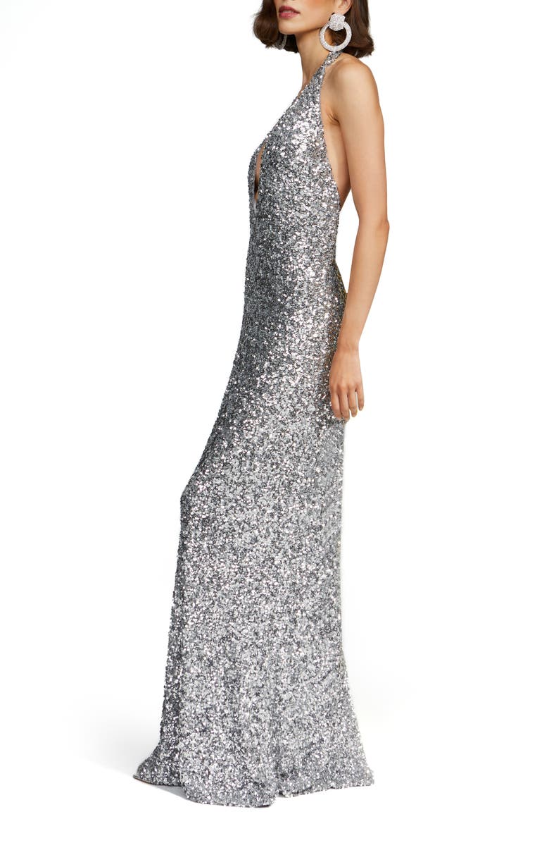 HALSTON Ena Halter Sequin Gown, Alternate, color,